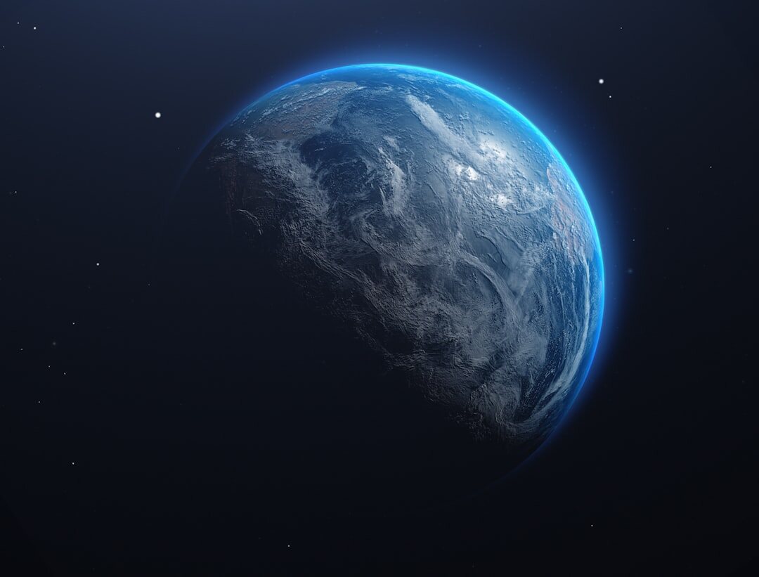 Earth globe with glowing network connections in space
